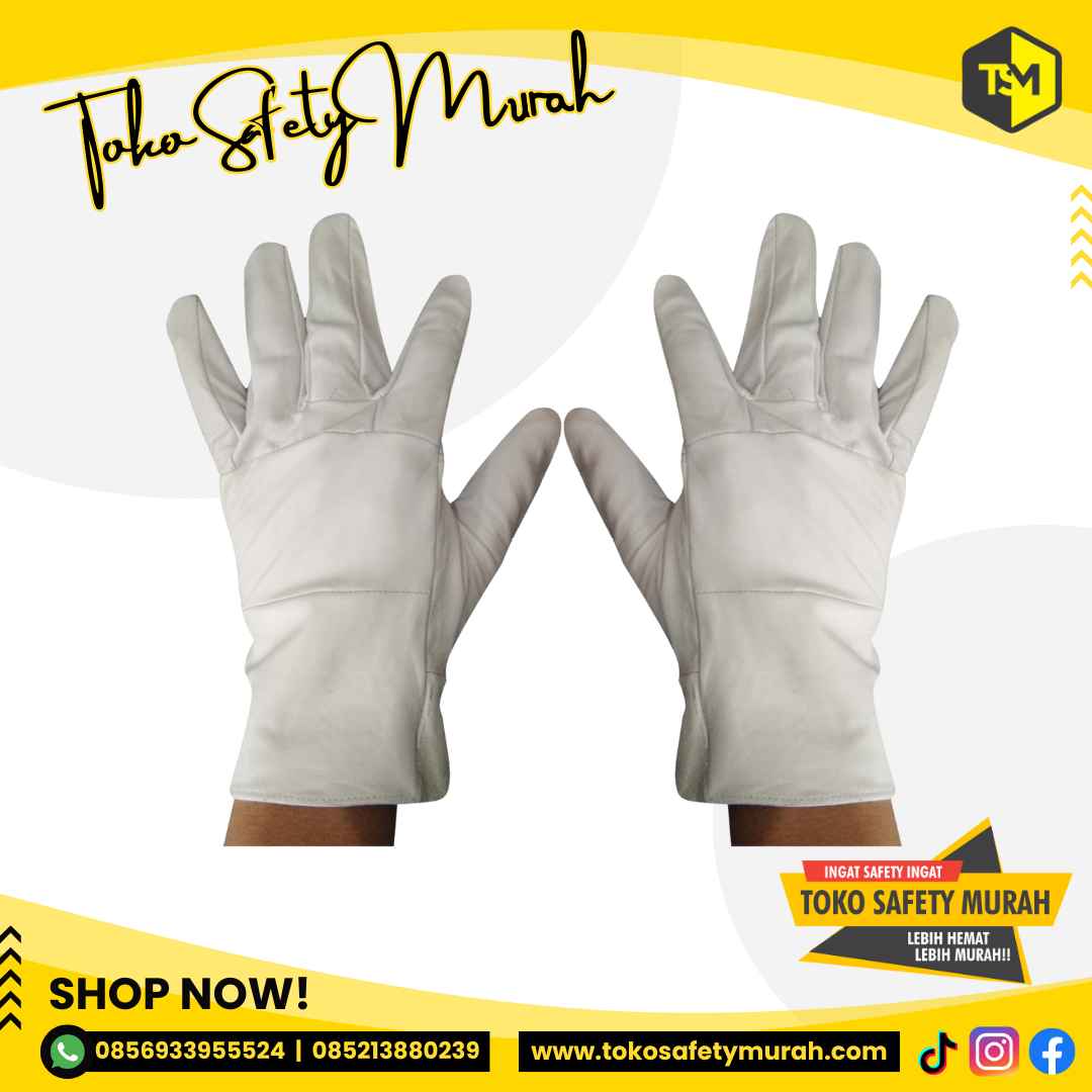 Sarung Tangan Las Warna Putih / Weding Glove Argon Bahan Tebal - Image 3