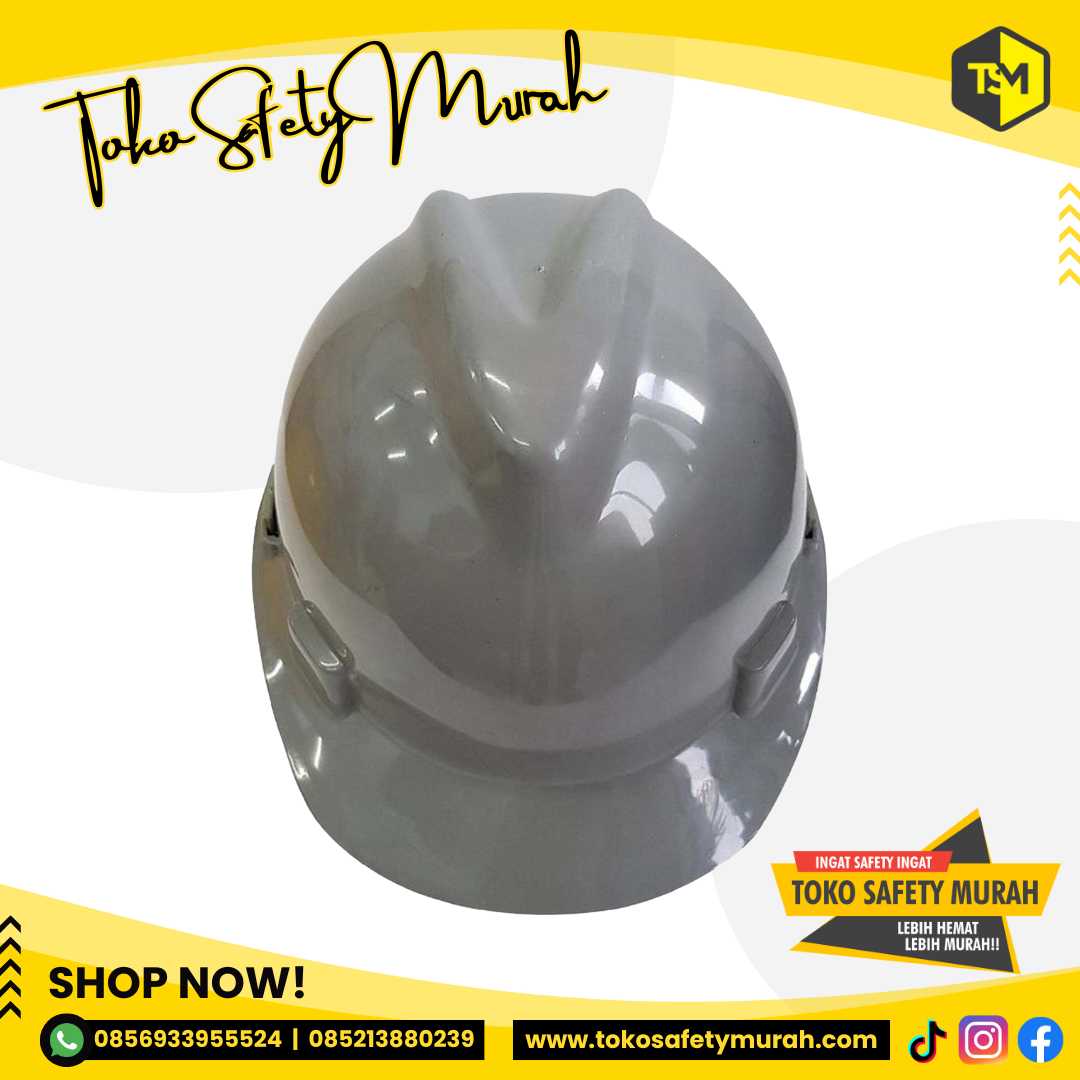 Helm Pengunjung Proyek Safety A3 Abu Abu + Inner Fastrack + Tali Dagu #Jual Alat Pelindung Diri APD Alat Keselamatan Kerja K3 - Image 5