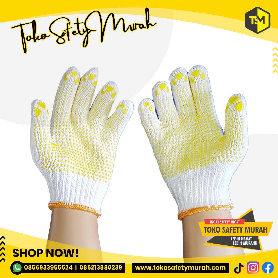 Sarung Tangan Benang Bintik Kuning Matahari Dotting Kuning Polkadot Matahari Lusinan #Jual Alat Pelindung Diri APD Alat Keselamatan Kerja K3 - Image 2