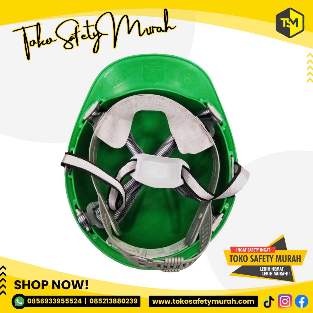 Safety helm Proyek SNI Tebal Safety Helmet Hijau ( ISO 9001 ) #Jual Alat Pelindung Diri APD Alat Keselamatan Kerja K3 - Image 4