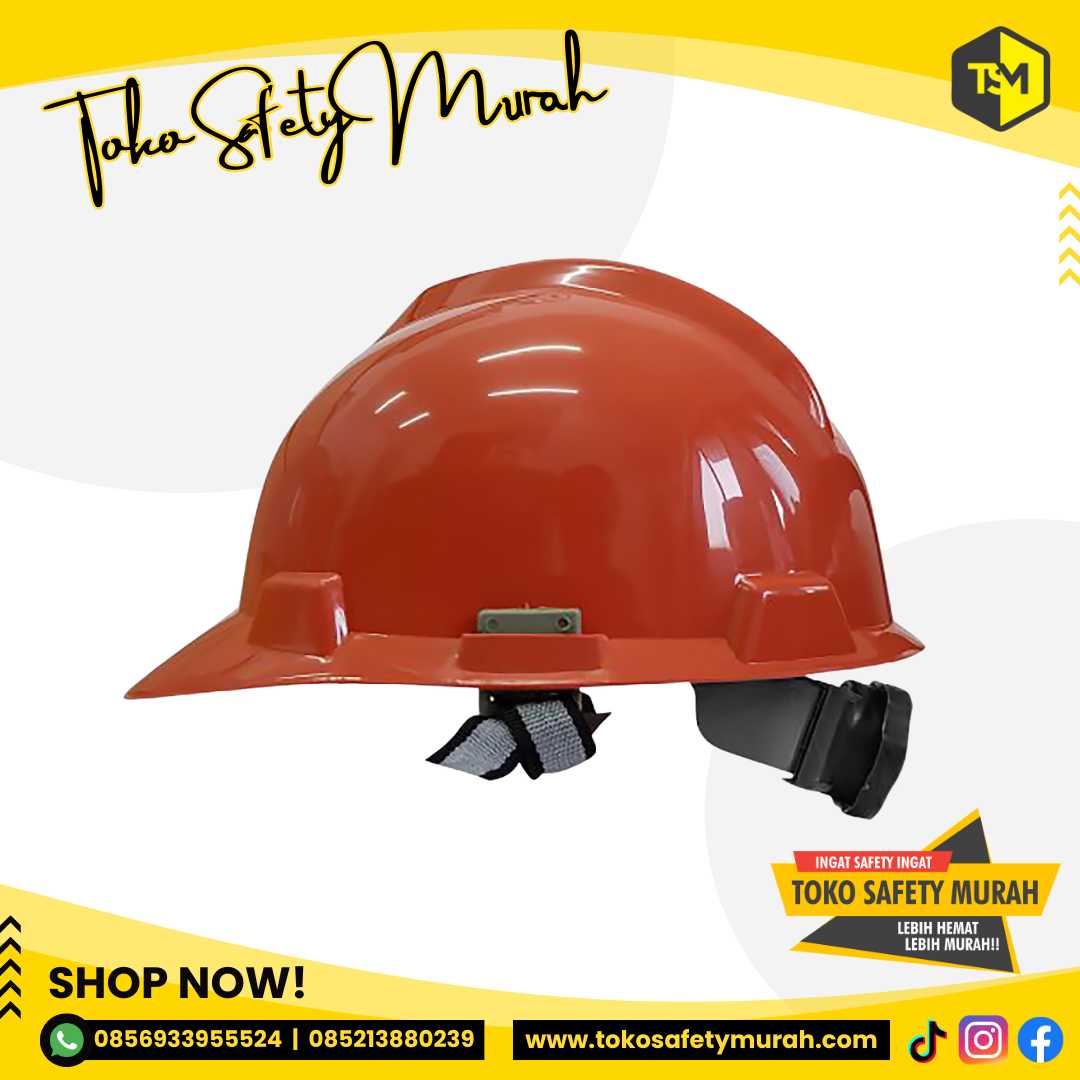 Safety Helmet Tamu Proyek Helm Kerja A3 Orange + Inner Fastrack + Tali Dagu #Jual Alat Pelindung Diri APD Alat Keselamatan Kerja K3