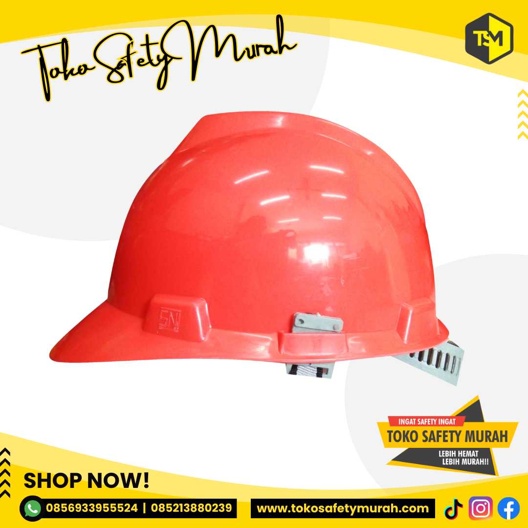 Helm Proyek V-Guard Safety SNI ISO 9001 K3 / FREE inner tali dagu / Merah #Jual Alat Pelindung Diri APD Alat Keselamatan Kerja K3 - Image 5