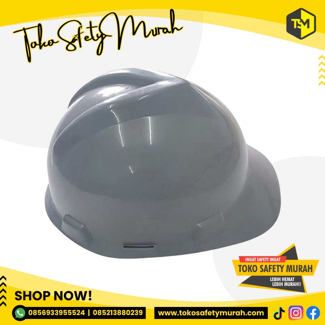Safety Helmet Murah / Helm Pengunjung Proyek A3 Abu abu + Inner Biasa #Jual Alat Pelindung Diri APD Alat Keselamatan Kerja K3 - Image 4