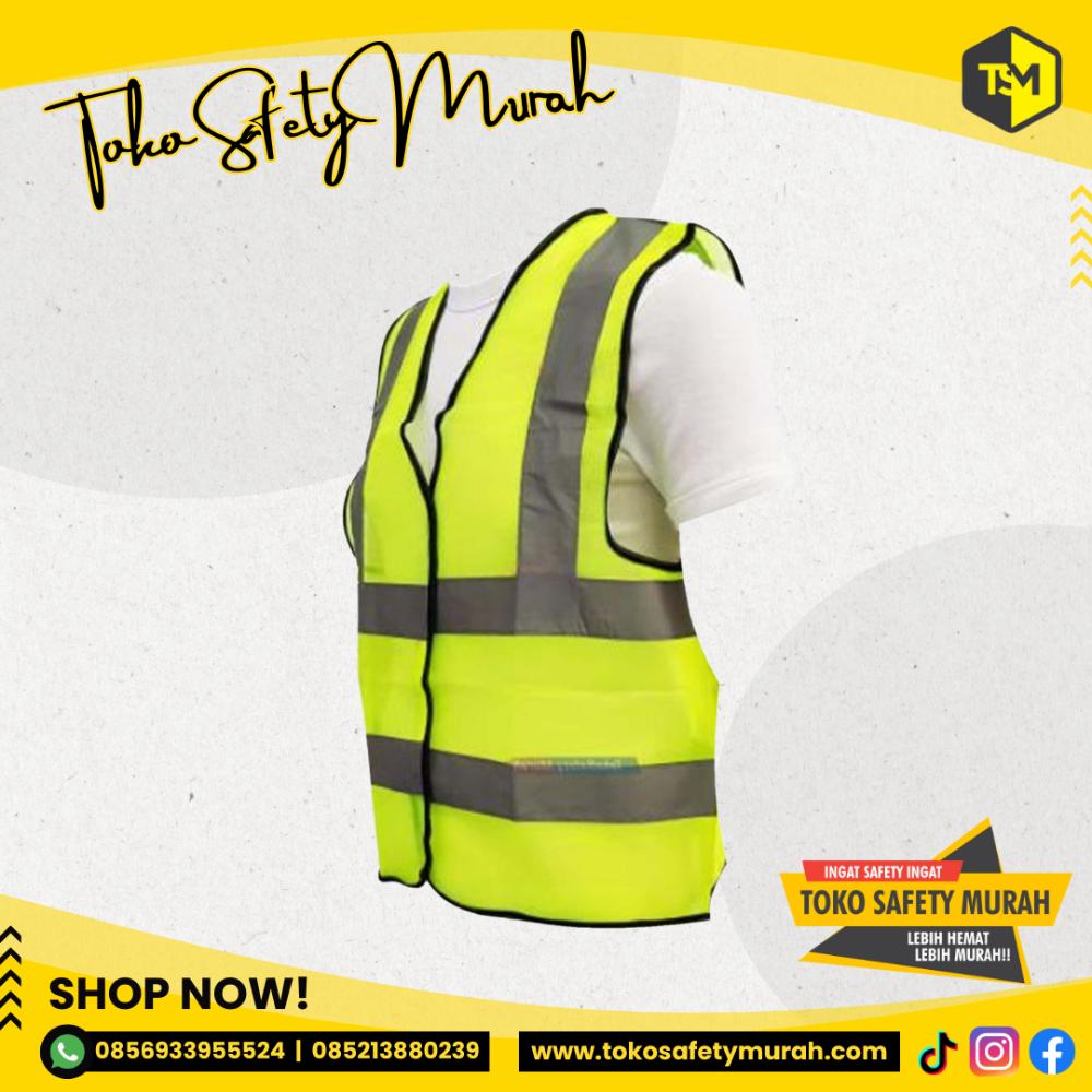 Rompi Polyester Hijau / Rompi Safety / Baju Safety 4 Line Basic #Jual Alat Pelindung Diri APD Alat Keselamatan Kerja K3 - Image 2