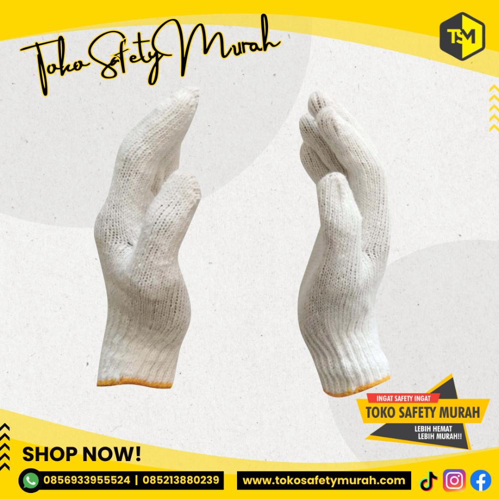 Sarung Tangan 4 Benang Lusinan (12 pasang) / B4 Katun Rajut 4B List Kuning Blue Rabbit Safety Hand Gloves Kerja Industri - Image 3