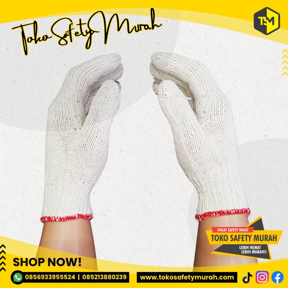 Sarung Tangan Kerja Kain Katun Putih Rajut Benang 6 Blue Rabbit B6 Lusinan Murah Safety Hand Gloves Industri Mekanik Proyek Glove - Image 4