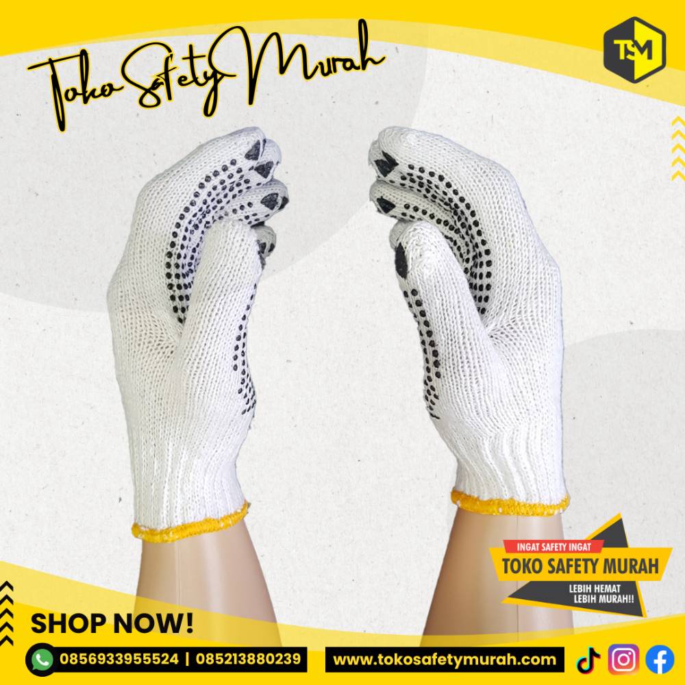 Sarung Tangan Kerja Polkadot Dotting Bintik Hitam Blue Rabbit Safety Gloves APD #Jual Alat Pelindung Diri APD Alat Keselamatan Kerja K3 - Image 4
