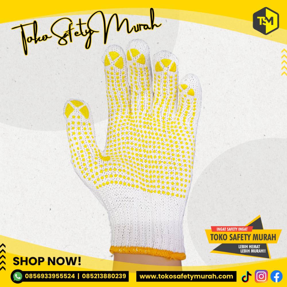 Sarung Tangan Kerja Proyek Tukang Bangunana Polkadot Dotting Bintik Kuning Blue Rabbit #Jual Alat Pelindung Diri APD Alat Keselamatan Kerja K3 - Image 3