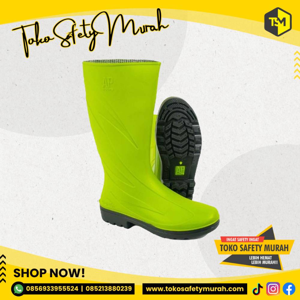 Sepatu Boot Tinggi AP Boots 2017 Warna Hijau Lemon Anti Air PVC Size 37-43