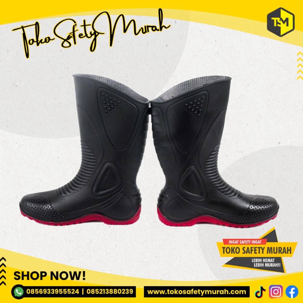 AP Boots Moto 1 Sepatu Boot Biker Karet Merah Hitam Tinggi Murah #Jual Alat Pelindung Diri APD Alat Keselamatan Kerja K3 - Image 4