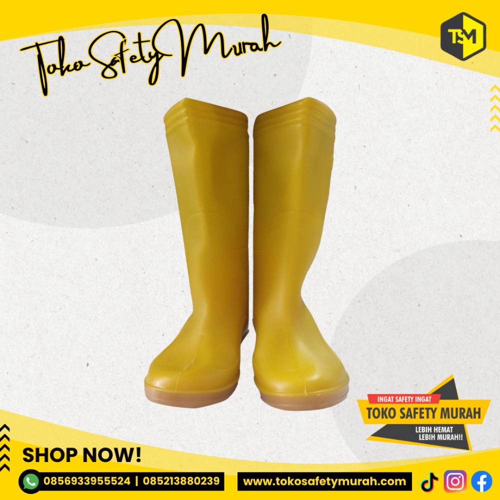 Sepatu Boot Proyek Kerja Tinggi Panjang ANDO Karet Hercules Kuning Yellow #Jual Alat Pelindung Diri APD Alat Keselamatan Kerja K3 - Image 2