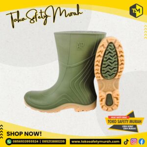 Sepatu Boot Pendek Hijau Sepatu Boot Karet Perkebunan Pertanian Anti Air & Anti Slip AP Boots 2007
