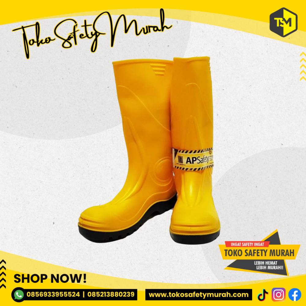 Sepatu Boot AP Safety S5 Toecap Steel Toe / AP Boots Original Toe Cap Ujung Bawah Besi / Size Besar 44-46 Kuning #Jual Alat Pelindung Diri APD Alat Keselamatan Kerja K3 - Image 2