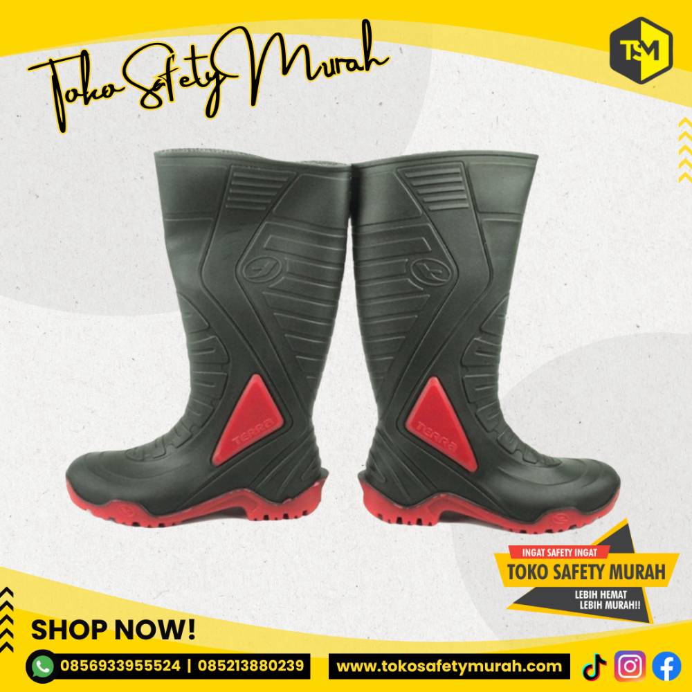 Sepatu Boot Tinggi PVC AP Boots Terra 3 Size 38-42 Merah - Image 2
