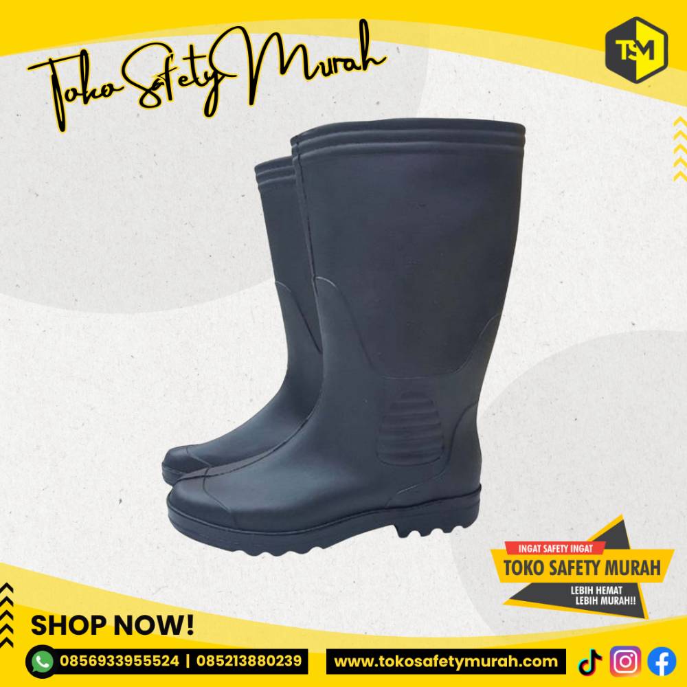 Sepatu Boot Karet Hitam Dove FORLI / Boots Tinggi Anti Air Kerja Proyek Tukang Bahan Lentur Lembut #Jual Alat Pelindung Diri APD Alat Keselamatan Kerja K3 - Image 5