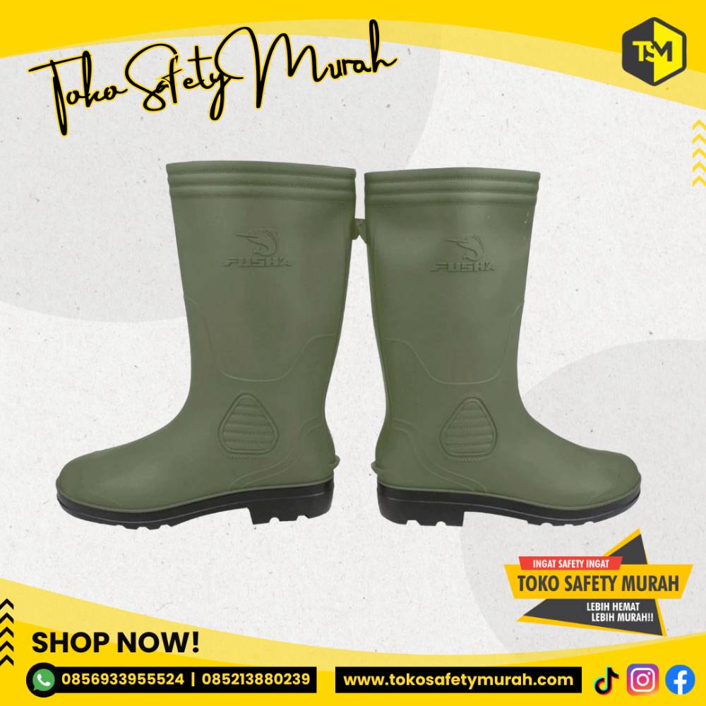 Sepatu Boot Hijau Karet Tinggi APD Sepatu PVC Karet Anti Slip Tahan Air Nyaman Dipakai Size 38-44 - Image 2