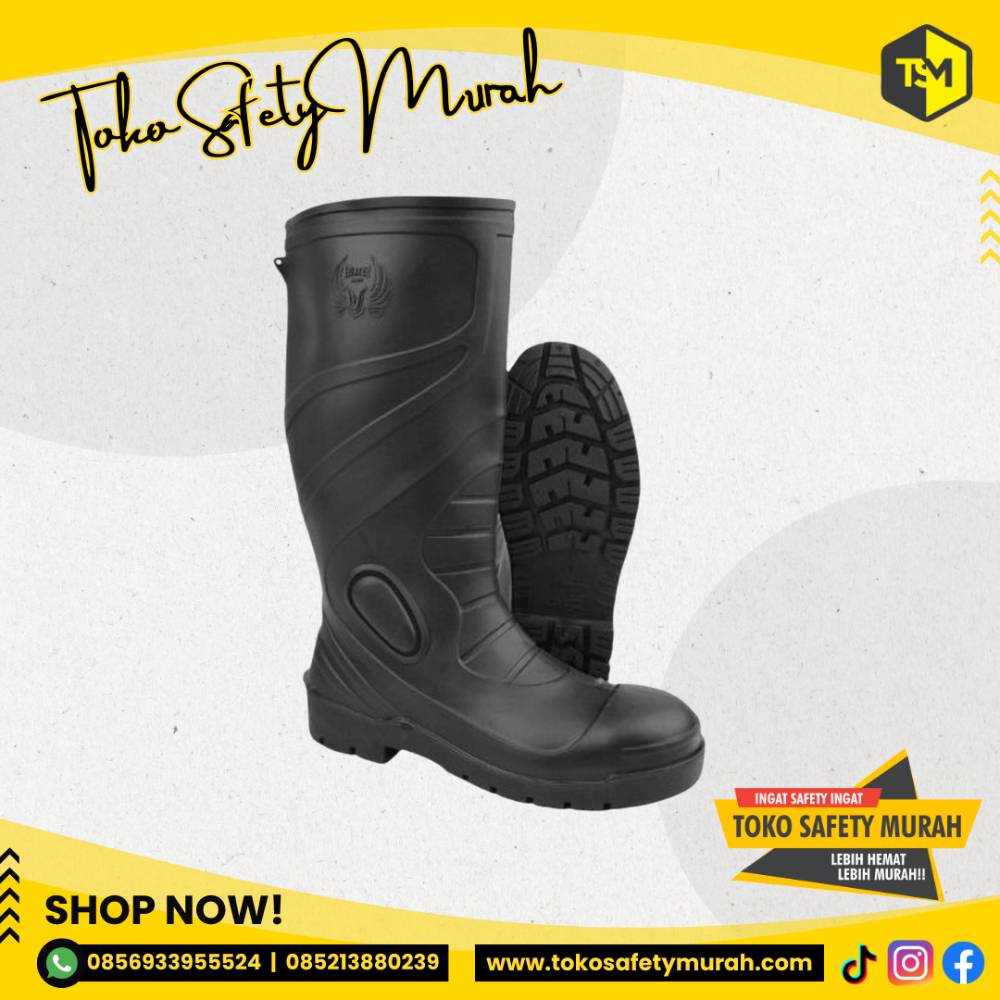 Sepatu Boot Tinggi Safety Toe Cap Besi Anti Slip Anti Licin Sepatu Boots Proyek APD - Image 2