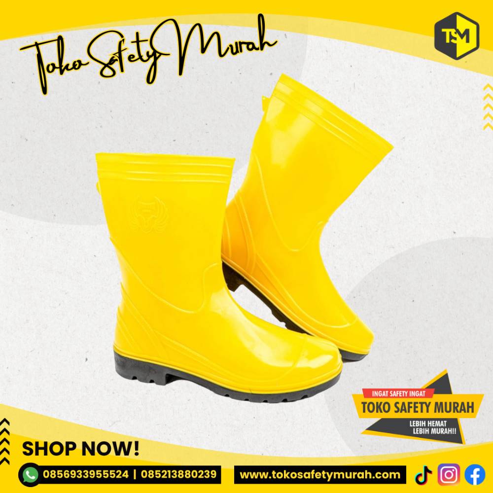 Sepatu Boot Pendek Kuning APD Boots Safety Kontruksi Proyek Perkebunan Murah - Image 4
