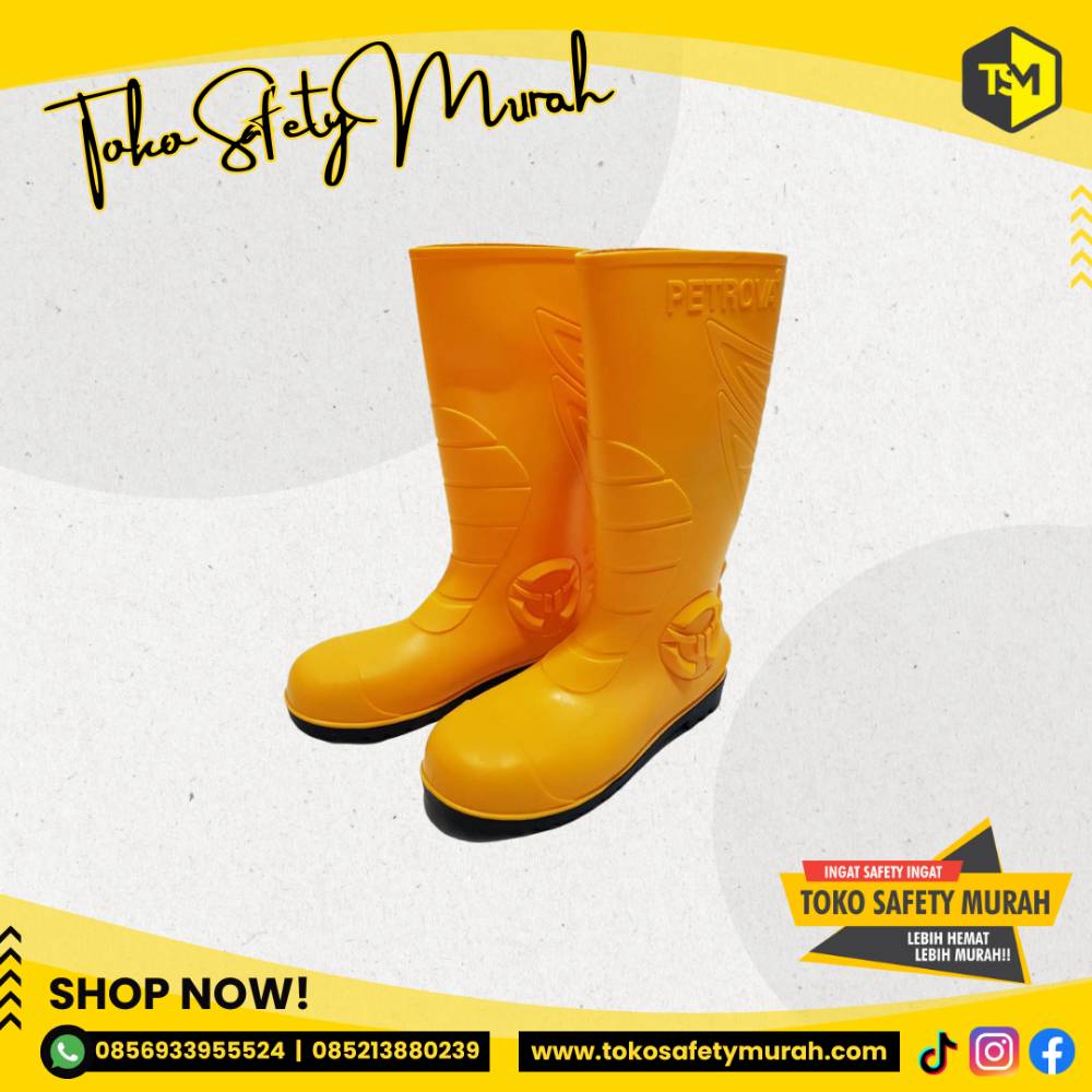 Sepatu Boot PETROVA Ultimate Steel Toe Ujung Besi Baja / PVC Kuning Safety Boots Yellow Alat APD #Jual Alat Pelindung Diri APD Alat Keselamatan Kerja K3 - Image 5