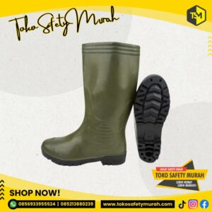 Sepatu Boot Hijau Safety Karet Tinggi Charlie 38-44