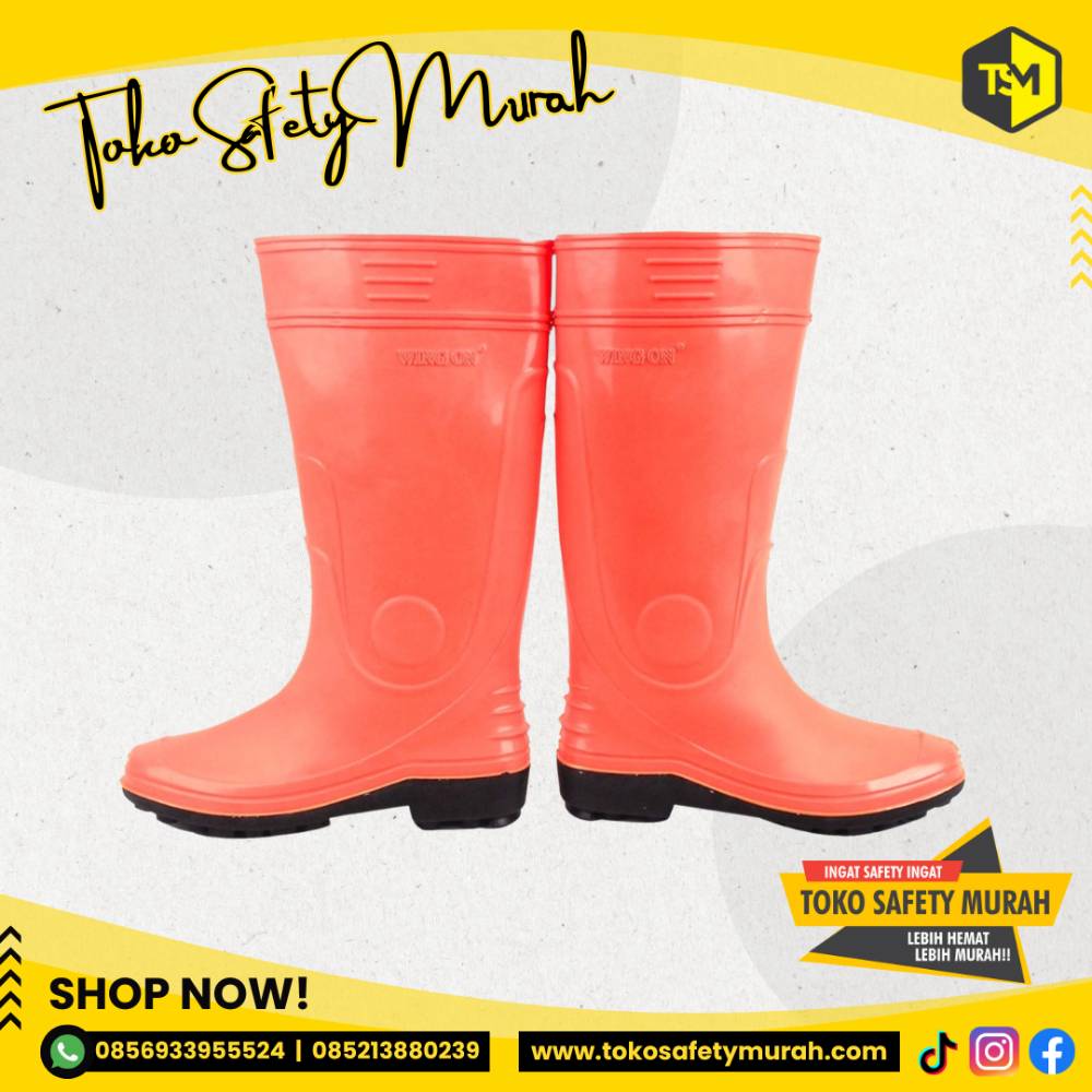 Sepatu Boot Karet Tinggi Orange Sepatu Boot Perikanan / Perkebunan / Pertanian WING ON - Image 4