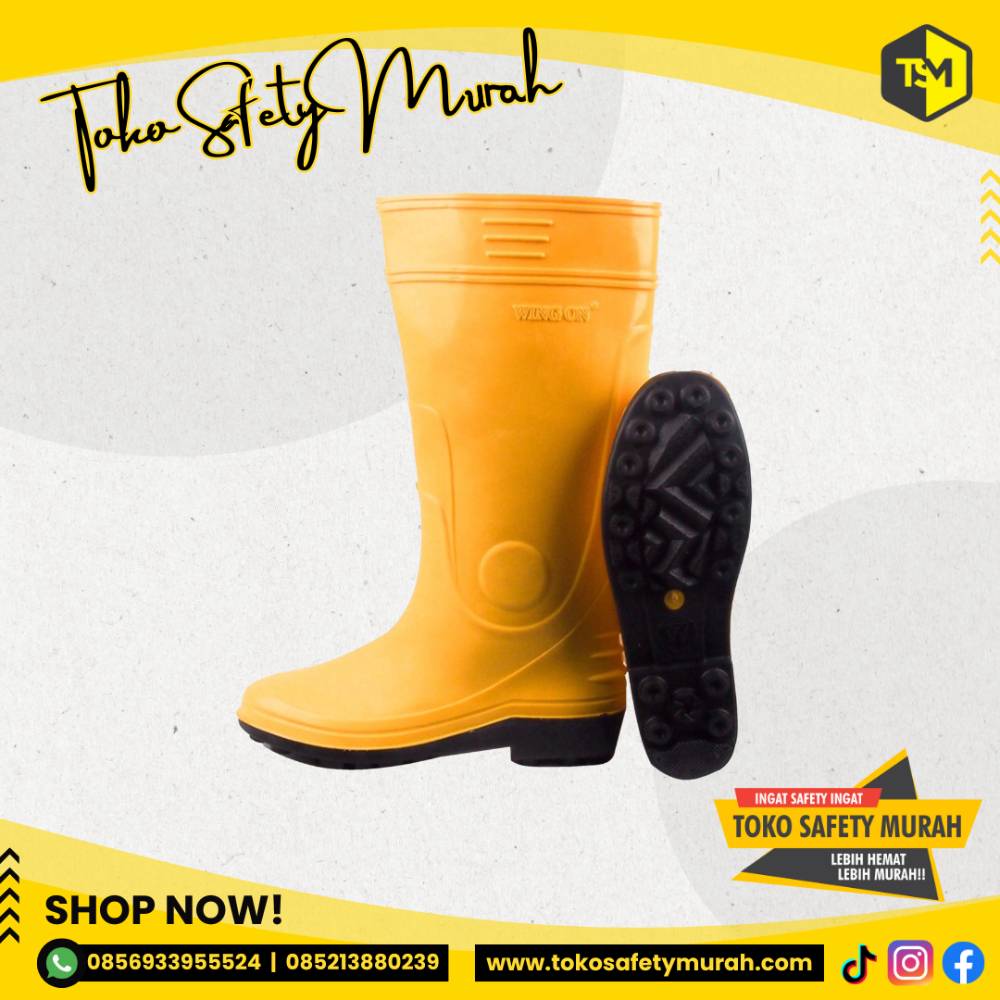 Sepatu Boot Wing On Karet Tinggi Kuning #Jual Alat Pelindung Diri APD Alat Keselamatan Kerja K3 - Image 4