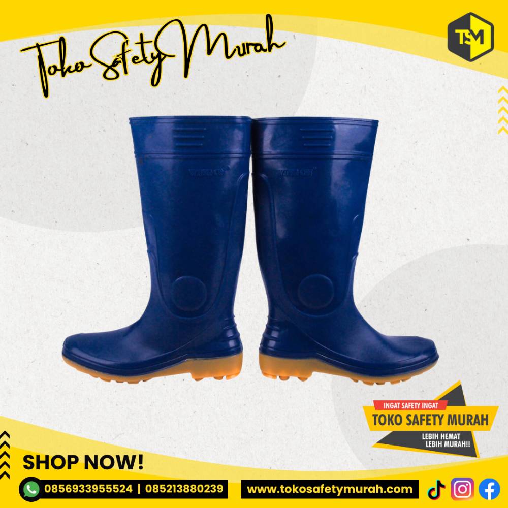 Sepatu Boot Karet / Boot Safety / Boots Tinggi Warna Biru Wing On - Image 3