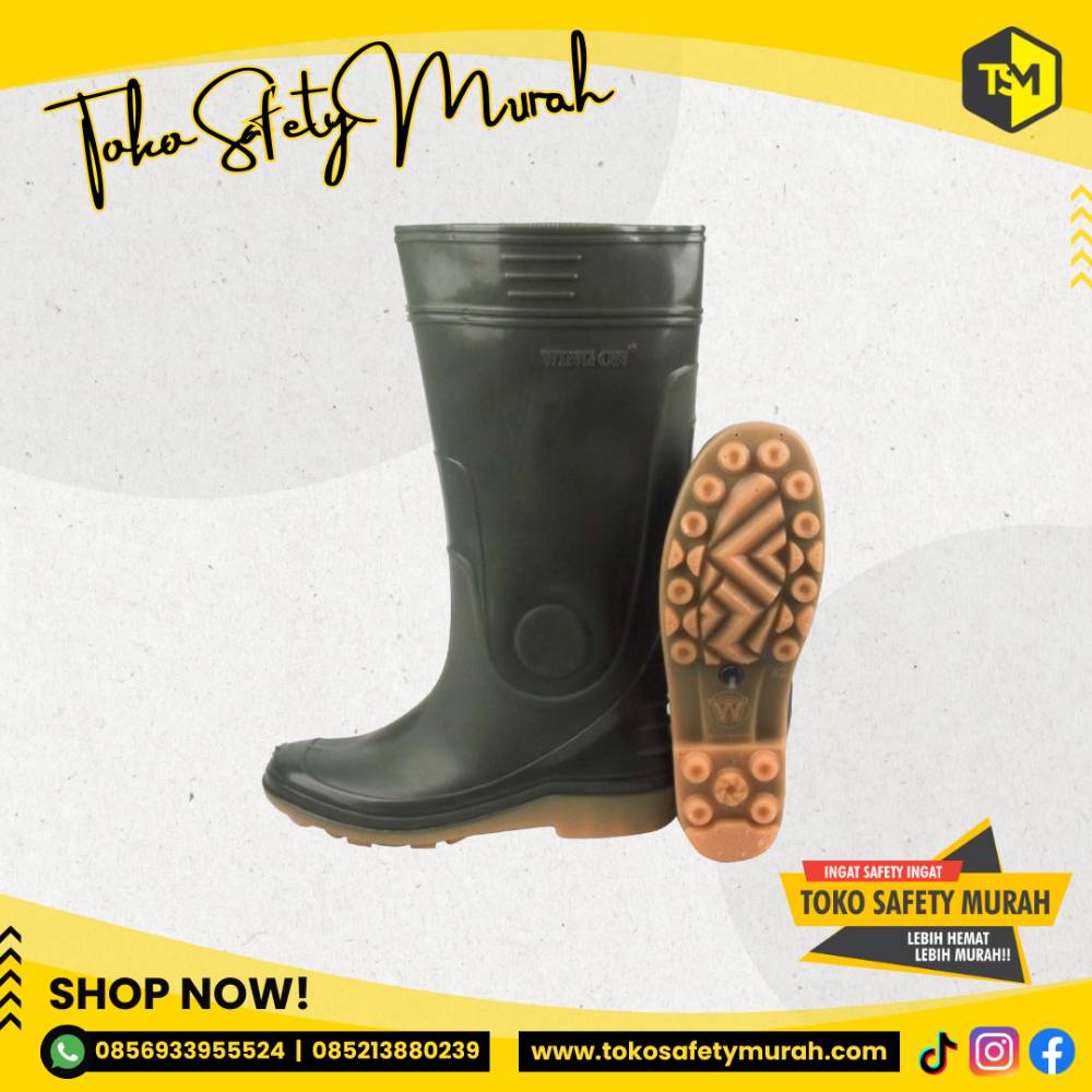 Sepatu Boot Karet Tinggi Hijau Sepatu Boots Perkebunan / Pertanian WING ON - Image 4