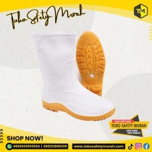 Sepatu Boots Putih Proyek Boot Karet Pendek Anti Air Wing On 8899