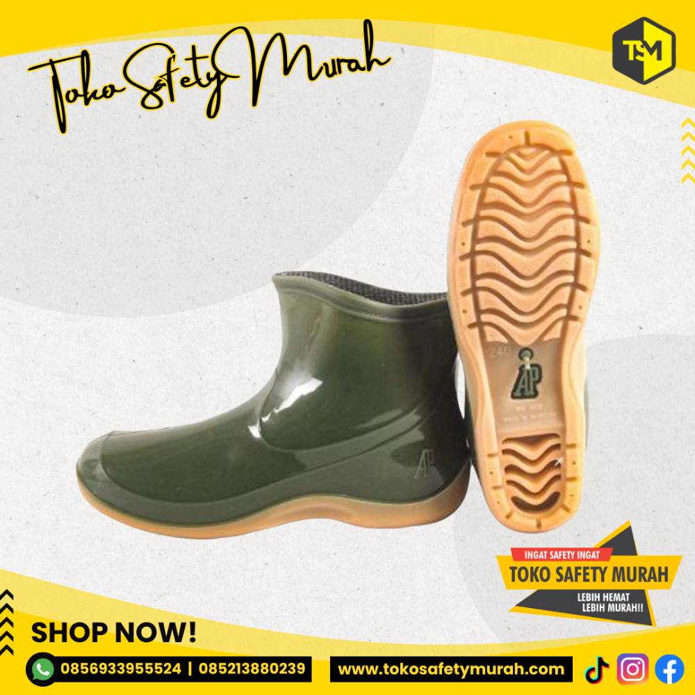 Sepatu Boot Pendek Wanita Sepatu AP Boots 2005 Hijau Glossy - Image 3