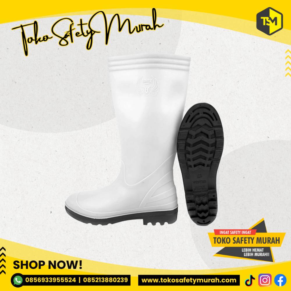 Sepatu Boots Karet Tinggi Putih Sepatu Boot Hunter SP Putih Size 44 - Image 2