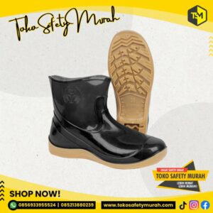 Sepatu Boot Boots Karet Pendek Fashion Black Penthel Size 23-28