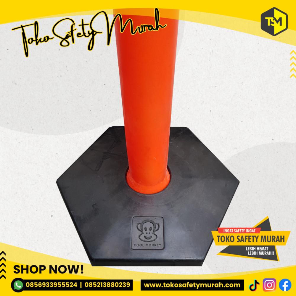 Stick Cone Tinggi 120 cm Base Plastik Dapat Diisi / Stik Tiang Pembatas Parkir Jalan Lalu Lintas / Safety Traffic Cone - Image 3