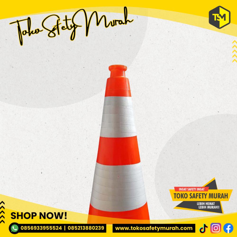 Traffic Cone PVC Plastik 75cm / Kerucut Safety Cone 75 cm Mathes / Pembatas Jalan Lalu Lintas Orange Double Scotlight Murah - Image 3