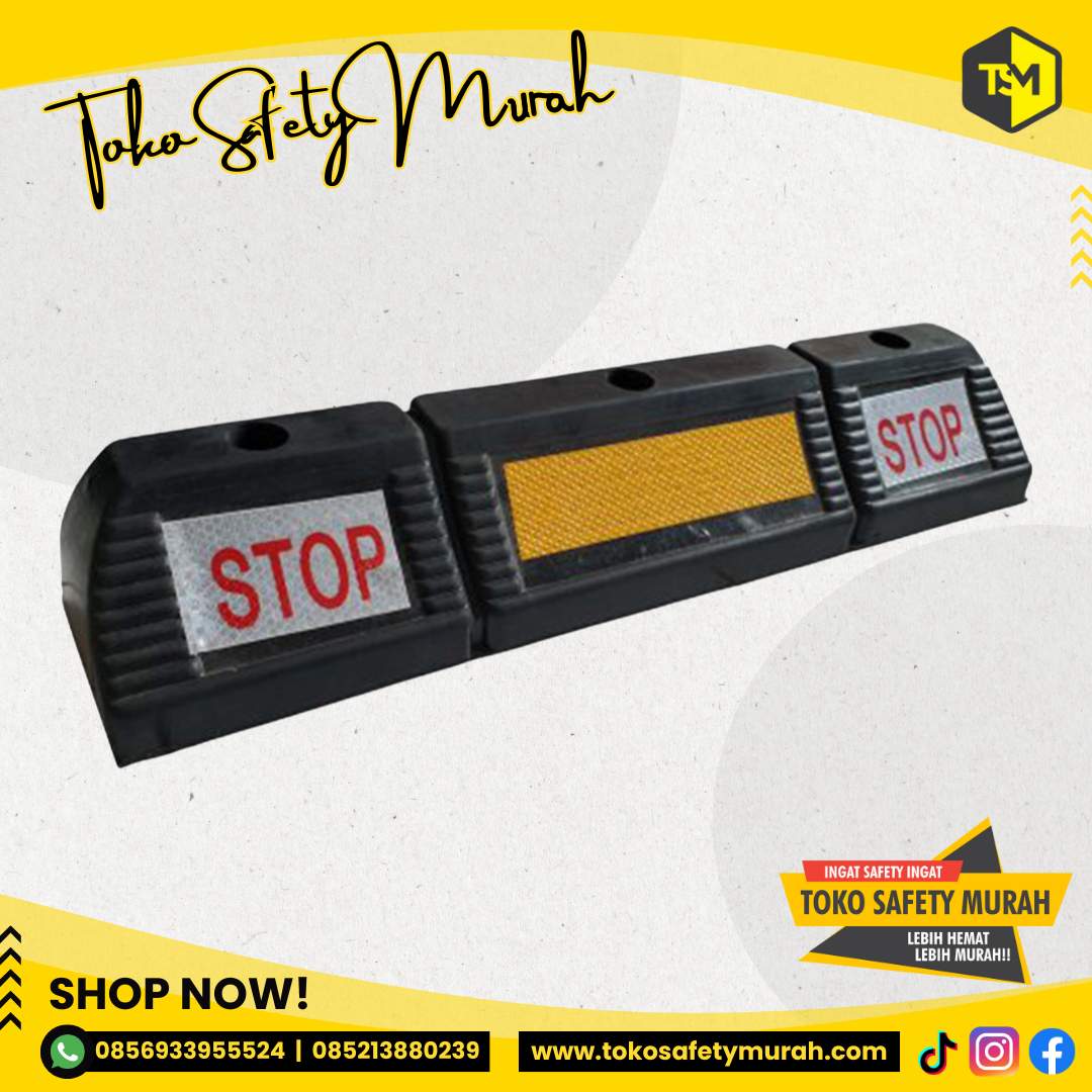 Wheel Stopper Rubber STOP / Karet Pengganjal Ban Mobil / Ganjal Roda Parkiran Garasi / Penahan ganjalan / Car Stop - Image 4