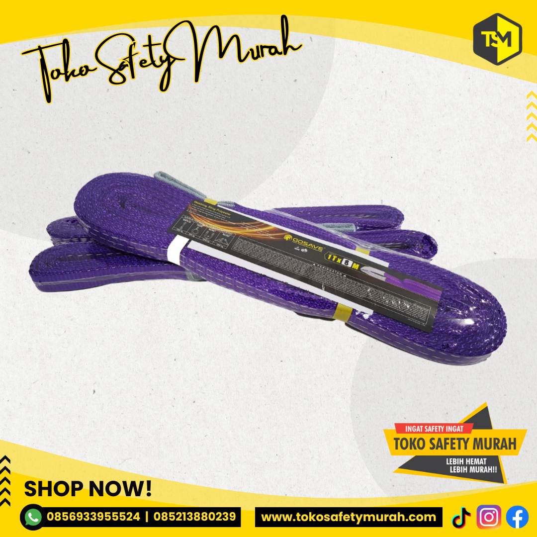 Webbing Sling Gosave 1 Ton X 9 Meter Tali Angkat Safety #Jual Alat Pelindung Diri APD Alat Keselamatan Kerja K3