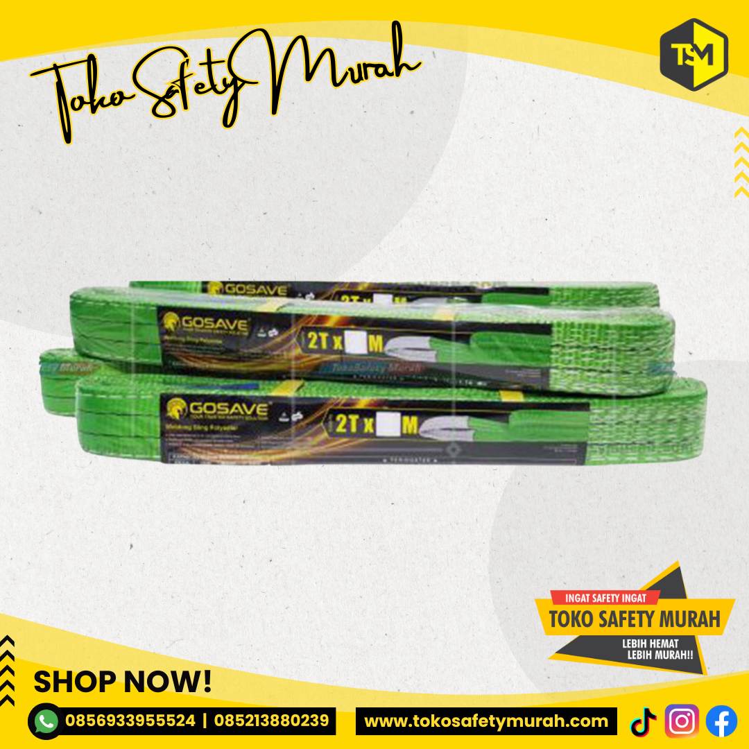 Webbing Sling Gosave 2 Ton X 9 Meter Tali Angkat Safety #Jual Alat Pelindung Diri APD Alat Keselamatan Kerja K3 - Image 2