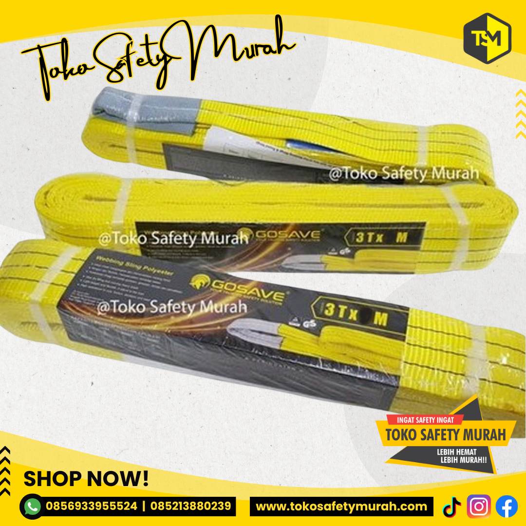Webbing Sling Gosave 3 Ton X 9 Meter Tali Angkat Safety #Jual Alat Pelindung Diri APD Alat Keselamatan Kerja K3 - Image 2