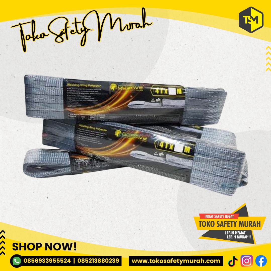 Webbing Sling Gosave 4 Ton X 4 Meter Tali Angkat Safety #Jual Alat Pelindung Diri APD Alat Keselamatan Kerja K3