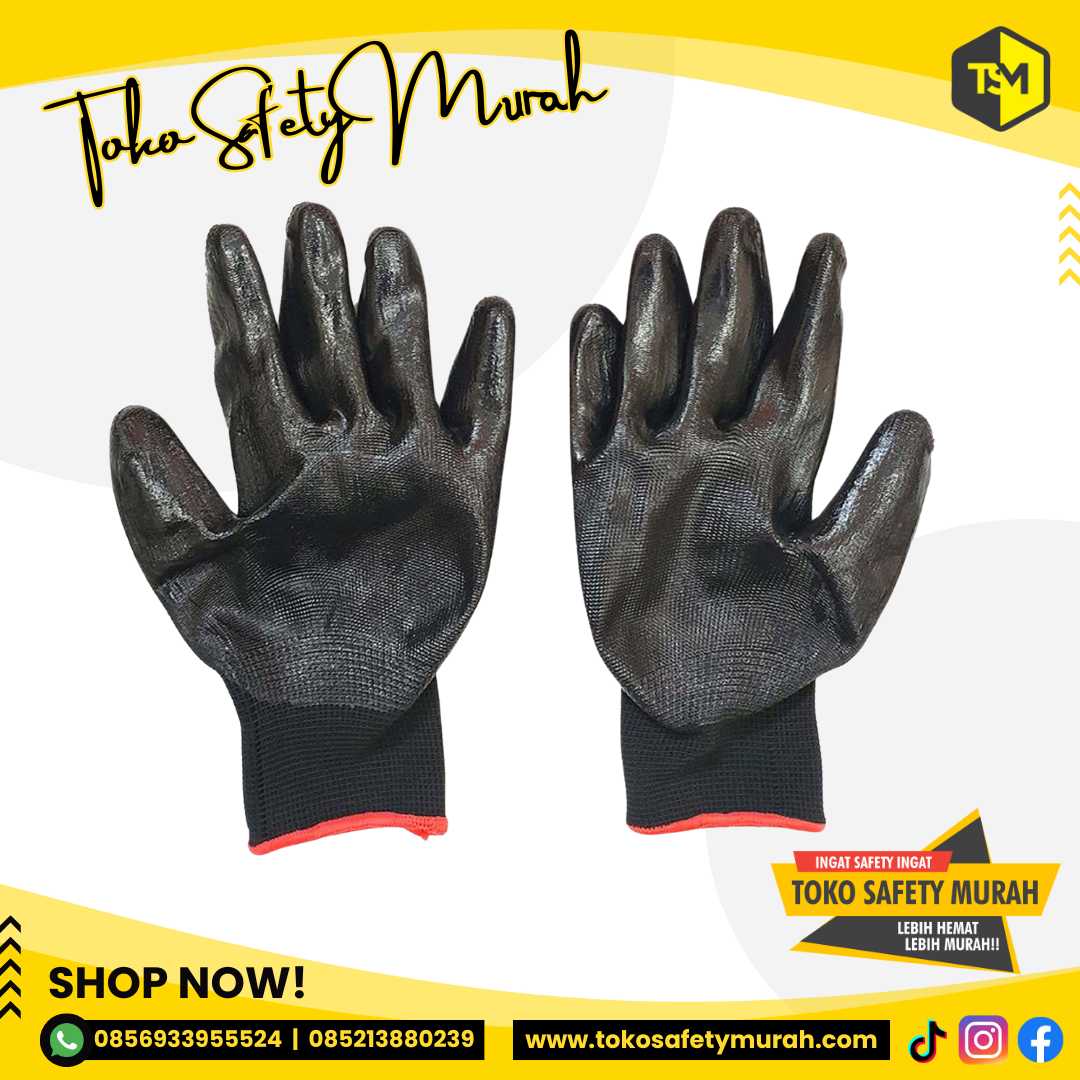 Sarung Tangan Kerja Anti Statis Palmfit PU Coated / Palm Fit Lapis Karet / Pelindung Tangan Safety Glove Mekanik Industri Proyek - Image 4