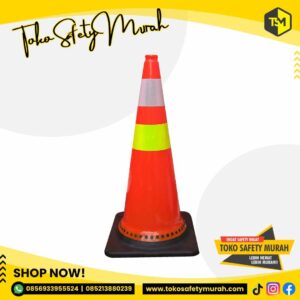Safety Traffic Cone 75cm Dasar Hitam Traffic Cone Rubber PVC Tinggi Kerucut Pembatas Jalan Scotlight PUTIH-PUTIH / PUTIH-KUNING