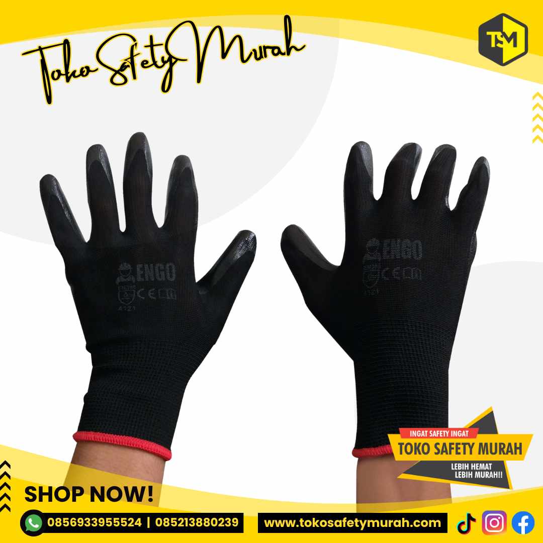 Sarung Tangan Karet Palmfit Nylon PU Palm Fit Glove Polyester Safety Gloves - Image 3