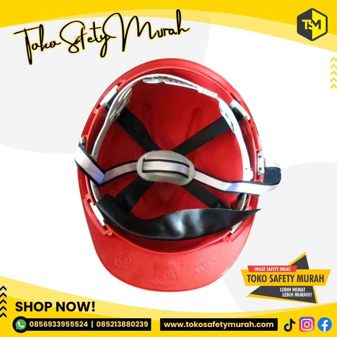 Helm Safety KSE K3 Officer Penutup Kepala Proyek A3 Merah Inner Biasa Murah #Jual Alat Pelindung Diri APD Alat Keselamatan Kerja K3 - Image 3