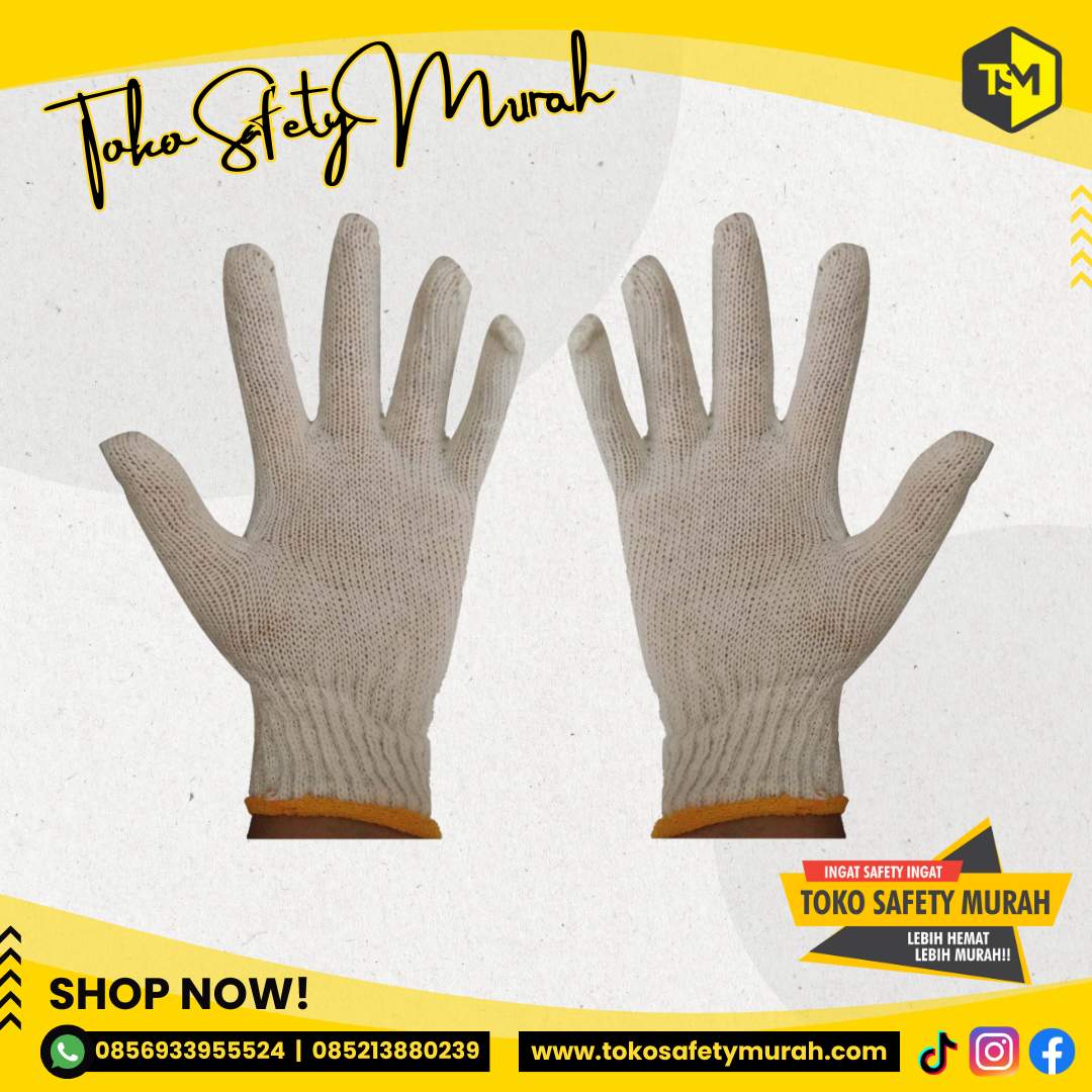 Sarung Tangan B4 Lusinan Kain Rajut Katun Putih 4B Working Industri Gloves Benang 4 - Image 2