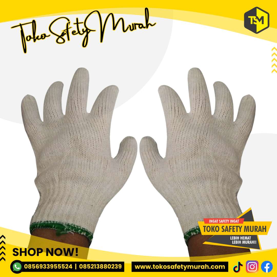 Sarung Tangan Rajut Katun Tebal Benang 8 (isi 12 pasang) Safety Gloves - Image 4