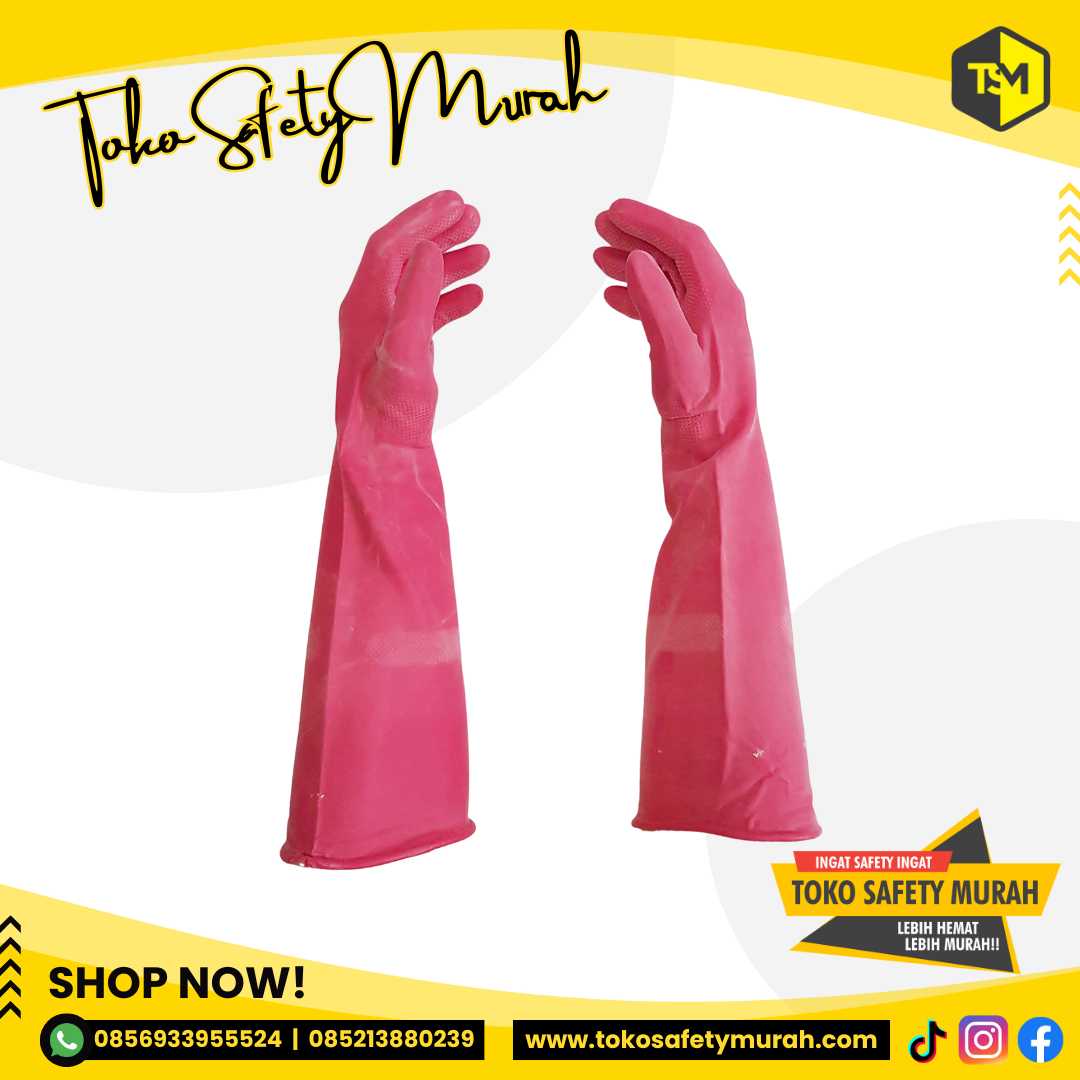 Sarung Tangan Rubber Serbaguna Seagull 16 inch / Sarung Tangan Tahan Kimia Panjang 40 cm#Jual Alat Pelindung Diri APD Alat Keselamatan Kerja K3 - Image 3