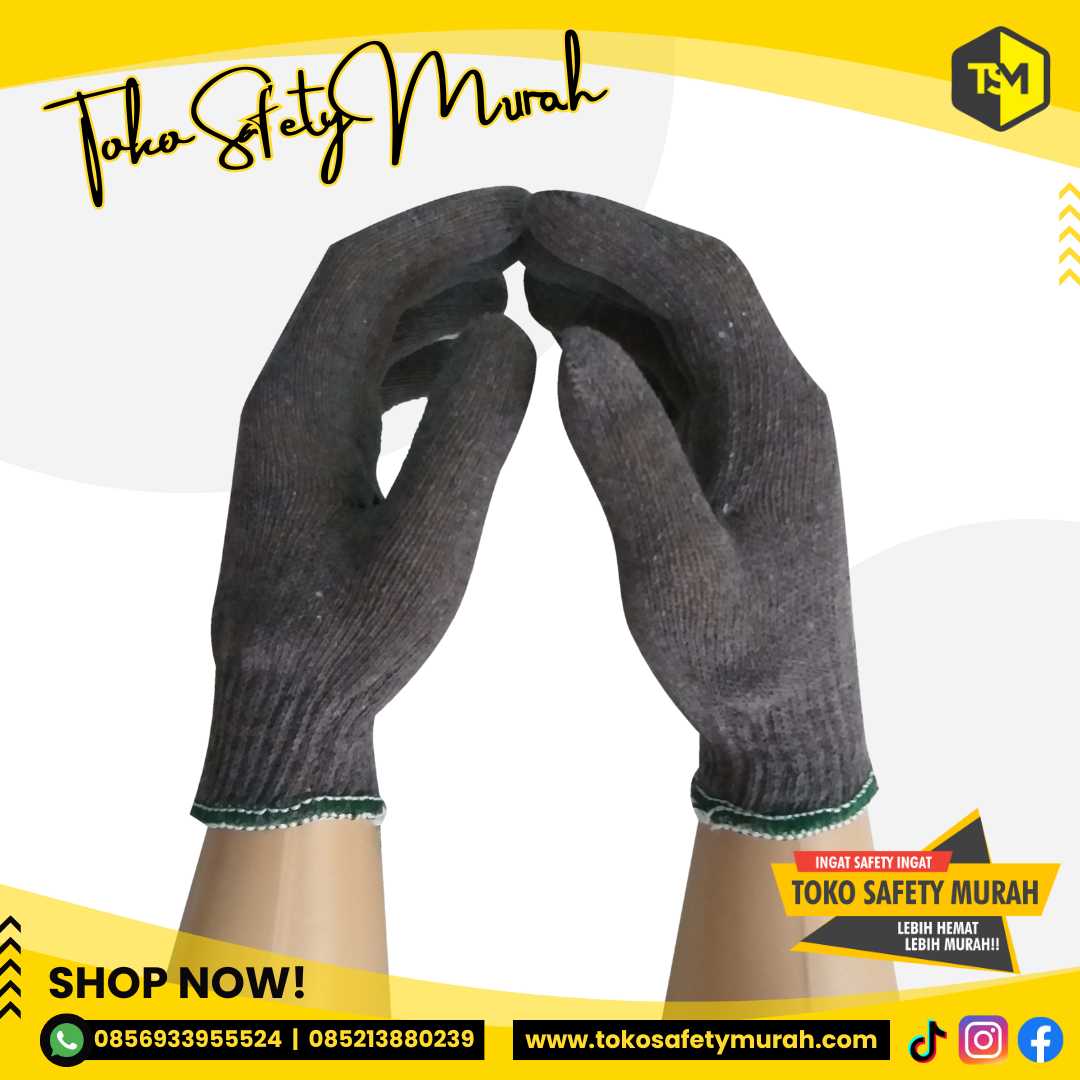 Sarung Tangan Benang 3 Abu Sarung Tangan Tukang Proyek Murah - Image 3