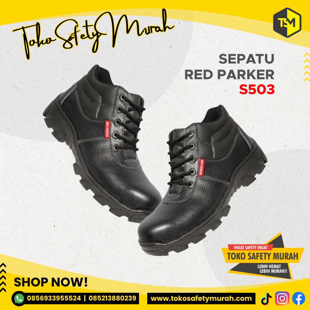 Sepatu Safety Tali / Sepatu Kerja Safety Red Parker S503 Size 36-43 - Image 3