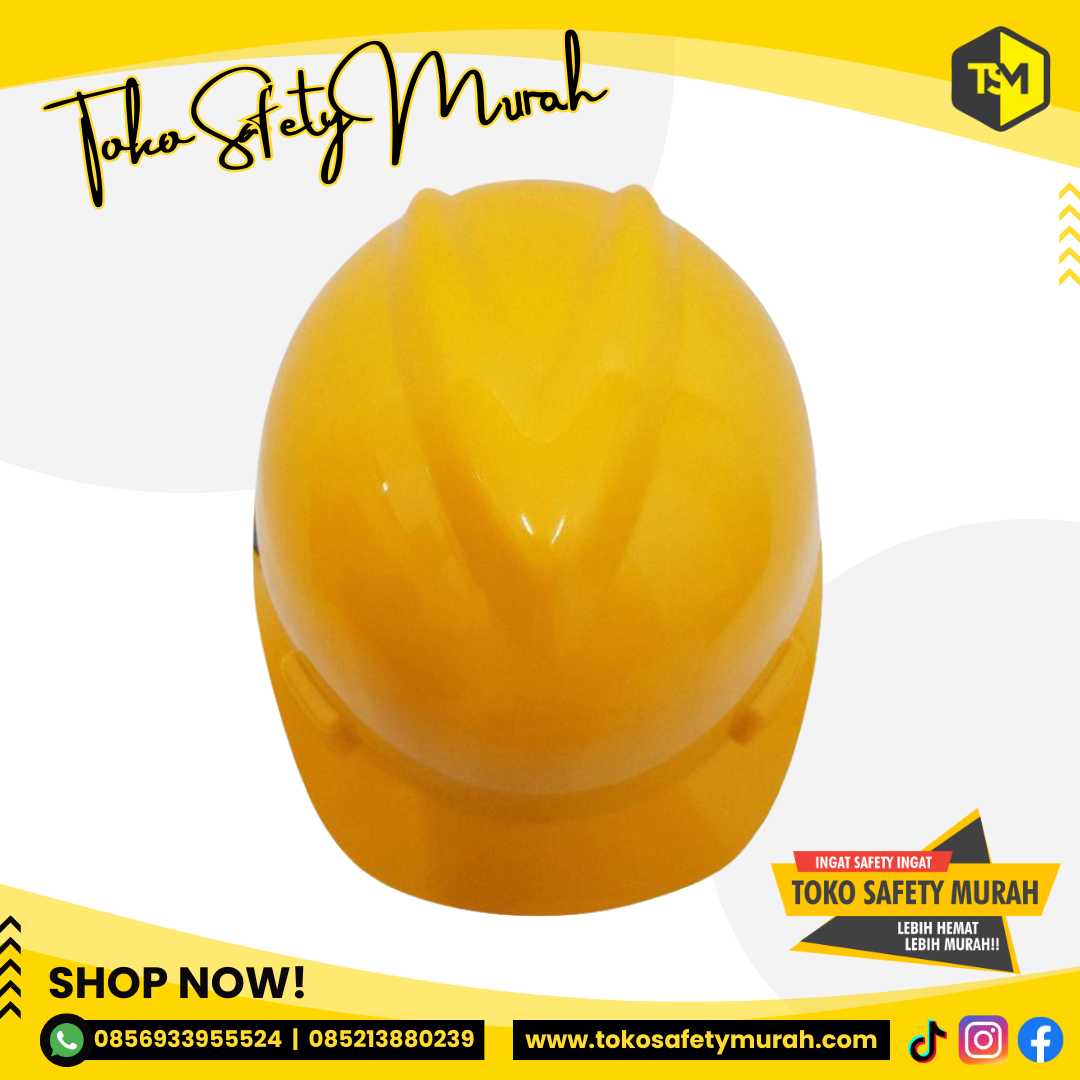 Helm MSA Kuning Helmet Proyek SNI MSA Lokal V Gard safety Helmet Plus Fastrack #Jual Alat Pelindung Diri APD Alat Keselamatan Kerja K3 - Image 5