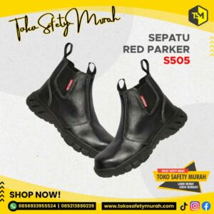 Sepatu Safety Slop Pria dan Wanita Sepatu Kerja Safety Red Parker S505 Size 46